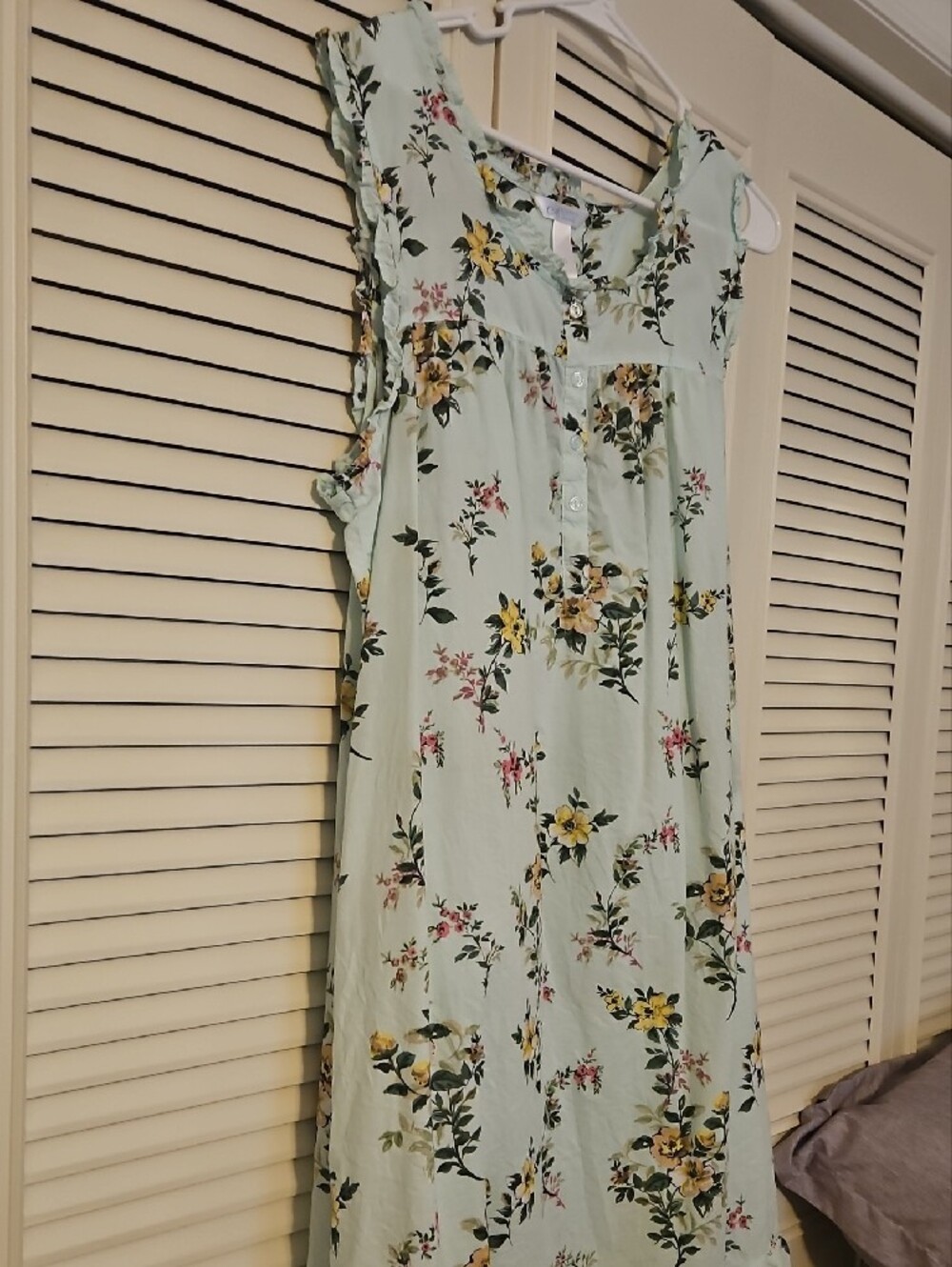 Adonna Light Mint Floral Midi Cotton Dress with Yellow Blossoms - Picture 6 of 10